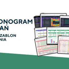 Harmonogram spotkań: gotowe szablony Excel do pobrania. Różnorodne arkusze z danymi i wykresami na ekranach tabletów.
