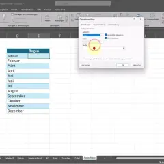 Excel: okno "Sprawdzanie poprawności danych" z listą miesięcy, opcja "Tak/Nie" dla pustych komórek.