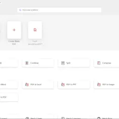Ekran główny programu do PDF. Opcja "PDF to Word" sugeruje, jak pobrać Worda za darmo, konwertując plik.