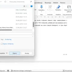 Okno dialogowe "Zapisz jako" w programie Word. Pokazuje, jak skopiować tabelę w Word, wybierając lokalizację i nazwę pliku.