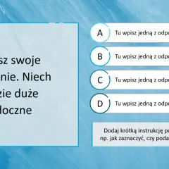 Szablon prezentacji z pytaniem i czterema odpowiedziami. Dowiedz się, jak połączyć kilka prezentacji w jedną powerpoint, tworząc interaktywne quizy.