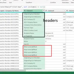 Widok tabeli w Power Query, gdzie zastosowano excel grupowanie wierszy. Widać kolumny z danymi i zastosowane kroki transformacji.