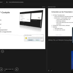 Widok prezentera PowerPoint z listą opcji i podglądem slajdu.