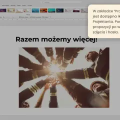 Jak skopiować slajd z jednej prezentacji do drugiej w PowerPoint. Widok Projektanta podpowiada, jak to zrobić.