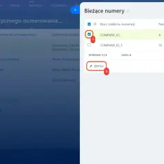 Widok edycji szablonów automatycznego numerowania w Excelu. Wybrano szablon "COMPANY_ID", który będzie następnym numerem 4.