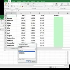 Okno dialogowe "Przesuń lub kopiuj" w Excelu, gdzie użytkownik chce wyszukać pionowo z innego arkusza Excel, wybierając "Umsatz Q4 2019".