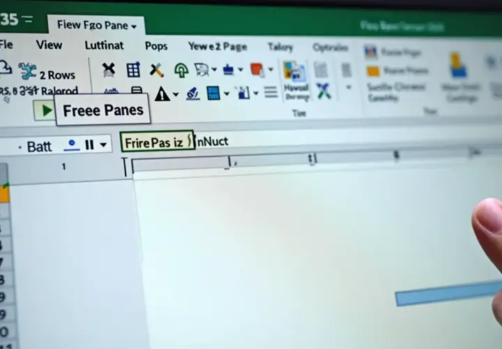 Jak przypiąć wiersz w Excelu? Kliknij "Freee Panes" w menu Widok, aby zamrozić wiersze i kolumny.