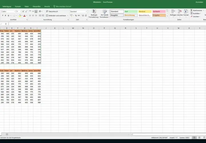 Tabela Excel z danymi miesięcznymi i nazwami osób w kolumnach. Widoczne kolumny a wiersze Excel, dane liczbowe i nagłówki.