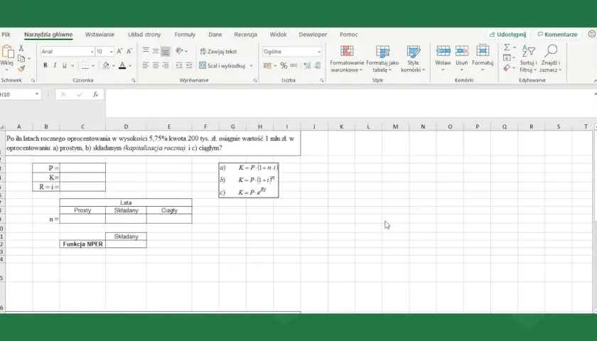 Excel: jak zrobić potęgi w obliczeniach finansowych. Wpisz formuły do obliczenia kapitału z oprocentowaniem prostym, składanym i ciągłym.
