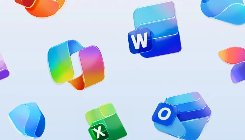 Ikony Microsoft Office, w tym zielony Excel, Word i Outlook. Zastanawiasz się, ile kosztuje Excel na miesiąc?