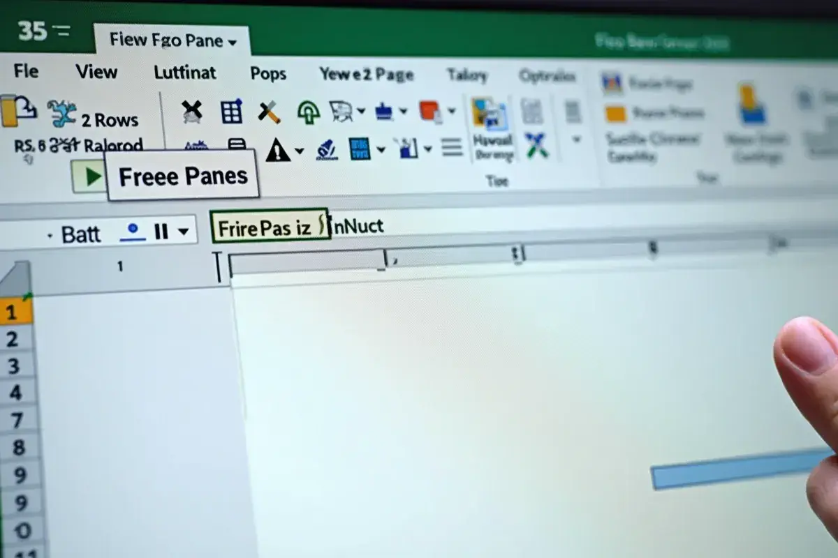 Jak przypiąć wiersz w Excelu? Kliknij "Freee Panes" w menu Widok, aby zamrozić wiersze i kolumny.