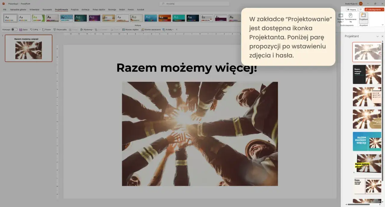 W zakładce 